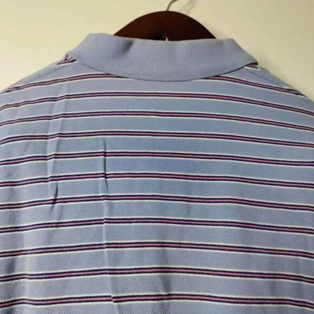 RALPH LAUREN POLO‎ Classic Fit Men L Golf Shirt Purple/Pink Striped Short Sleeve